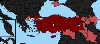 A map of all possible cores and claims of The Ottoman Empire  .